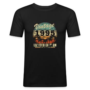 1995 Geburtstag 1995 Jahrgang 1995 Jubiläum - Männer Slim Fit T-Shirt - Schwarz - Vorne - Nik (191cm)