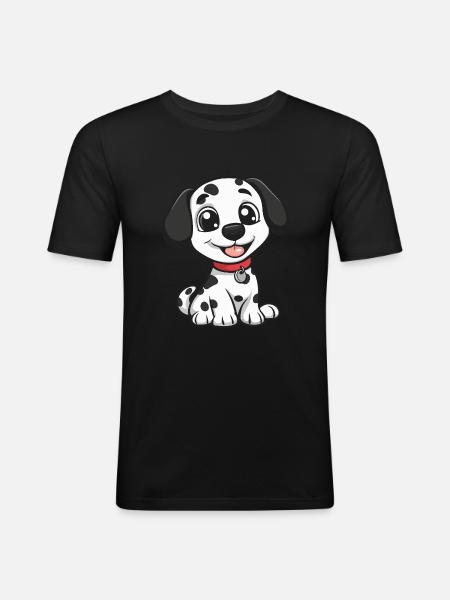 Dalmatian Dog Cute - Men's Slim Fit T-Shirt - black