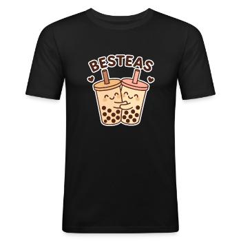 Besties - Männer Slim Fit T-Shirt - Schwarz - Vorne - Nik (191cm)