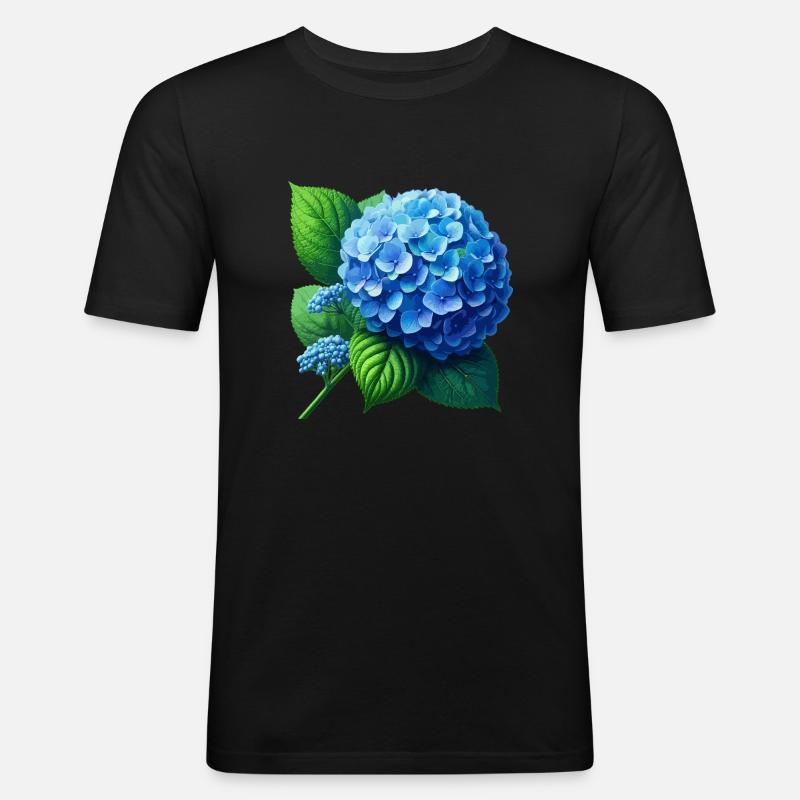Hydrangea blue - Men's Slim Fit T-Shirt - black