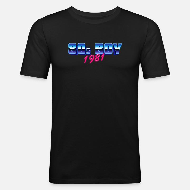 80's Boy 1981, Geburtsshirt - Männer Slim Fit T-Shirt - Schwarz