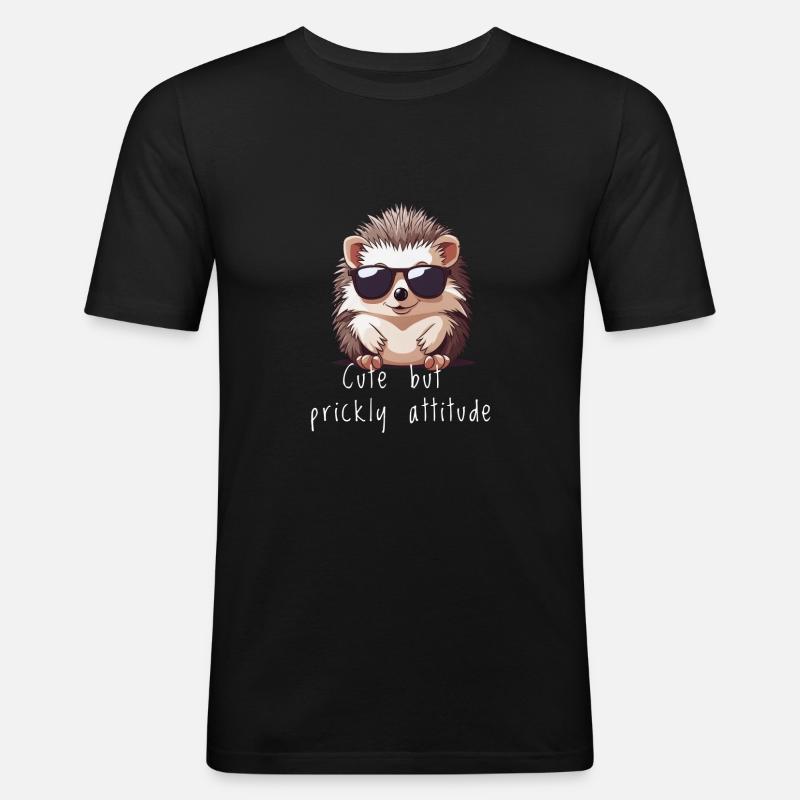 Hérisson mignon Cadeau hérisson mignon - T-shirt près du corps Homme - noir