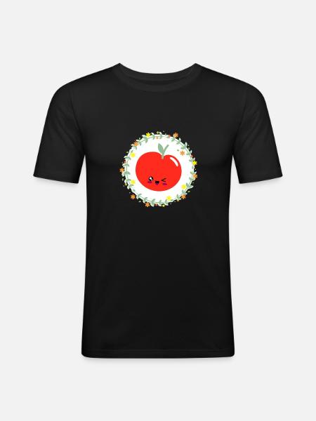 Happy Apple - Men's Slim Fit T-Shirt - black