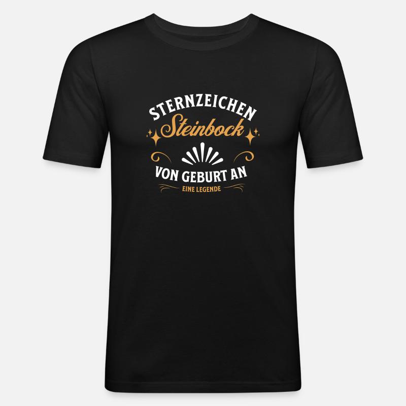 Sternzeichen Geschenke Steinbock Spruch - Männer Slim Fit T-Shirt - Schwarz