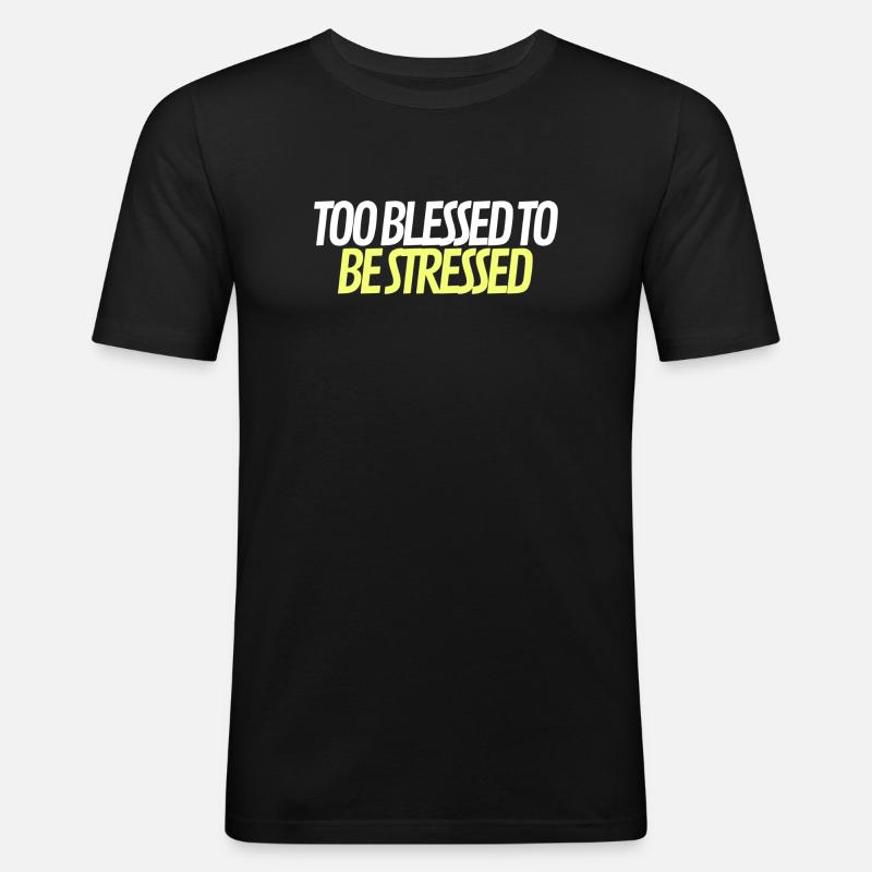 no stress - Männer Slim Fit T-Shirt - Schwarz