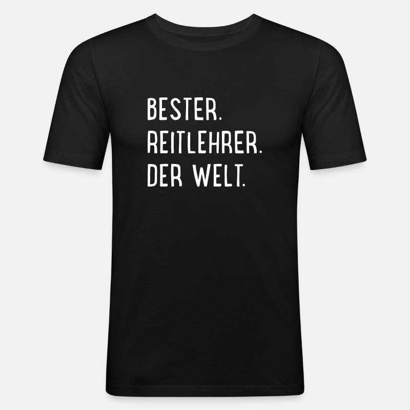 Bester Reitlehrer - Männer Slim Fit T-Shirt - Schwarz