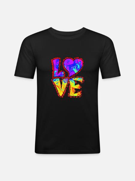 Amour Hippie - T-shirt près du corps Homme - noir