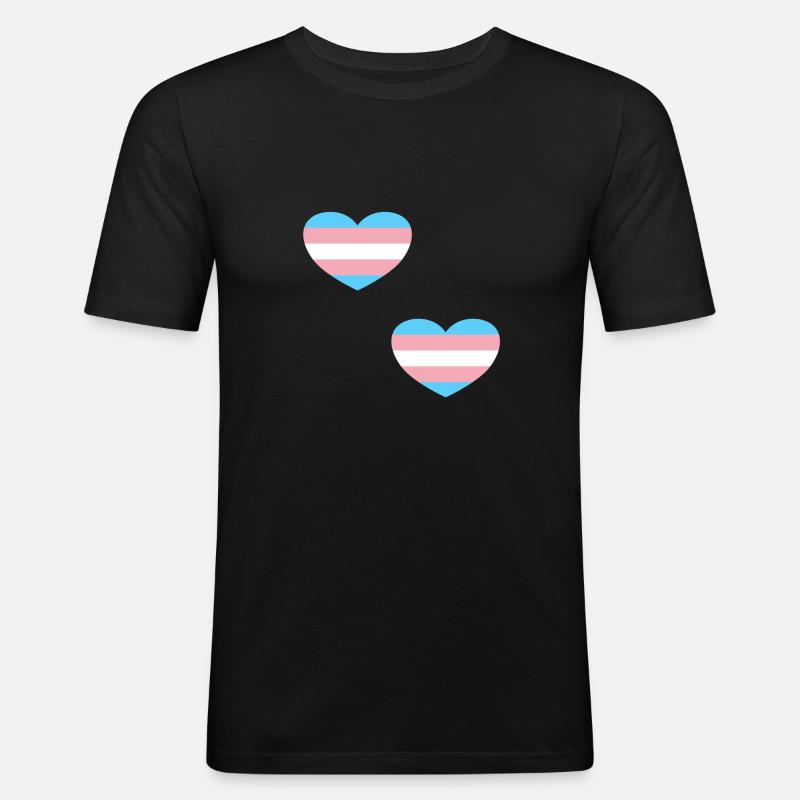 Coeurs de drapeau trans - T-shirt près du corps Homme - noir