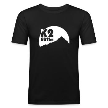 K2 Qogir 8611 m Karakoram Hiking Savage Mountain - Men's Slim Fit T-Shirt - black - Front - Nik (191cm)