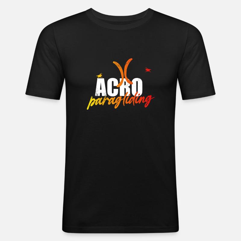 Acro Paragliding - Männer Slim Fit T-Shirt - Schwarz
