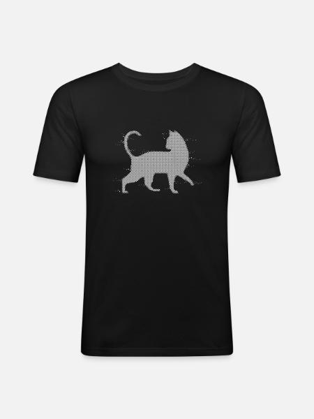 gefleckte Katze - Männer Slim Fit T-Shirt - Schwarz