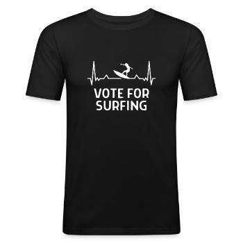Surfen Surfer Lustige Spürche Geschenk - Männer Slim Fit T-Shirt - Schwarz - Vorne - Nik (191cm)
