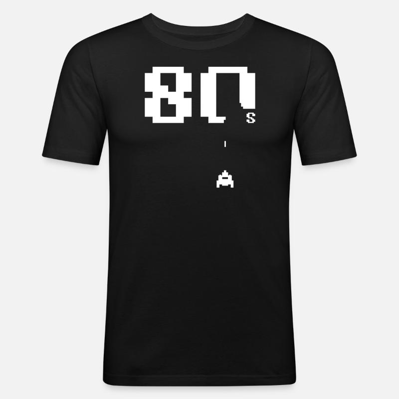 80er Jahre - Männer Slim Fit T-Shirt - Schwarz