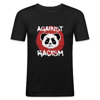 Against Racism – Gegen Rassismus - Männer Slim Fit T-Shirt - Schwarz - Vorne - Nik (191cm)