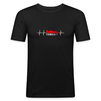 Formel FEins Fan Herzschlag Geschenk T-Shirt - Männer Slim Fit T-Shirt - Schwarz - Vorne - Nik (191cm)