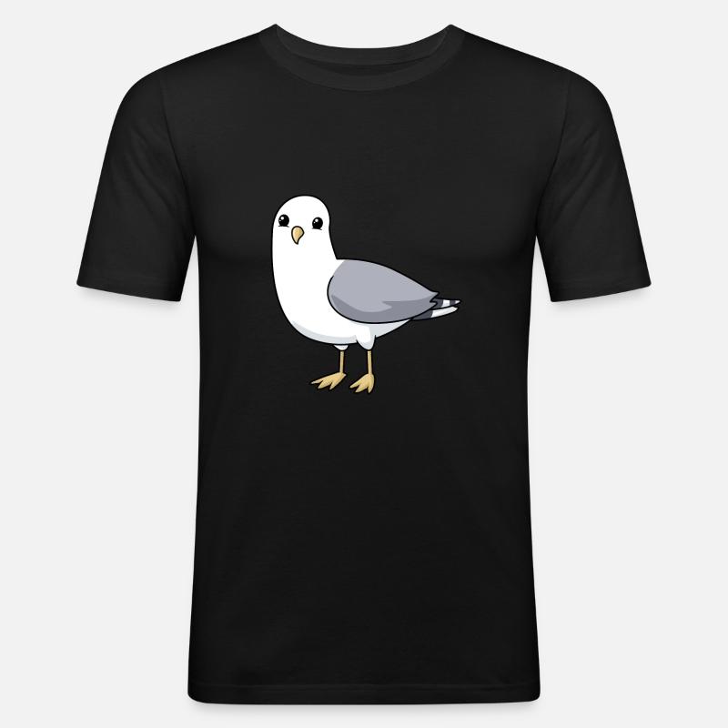 Comic Möwe Gull - Männer Slim Fit T-Shirt - Schwarz