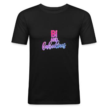 Bi and fabulous - bisexuelles LGBT CSD - Männer Slim Fit T-Shirt - Schwarz - Vorne - Nik (191cm)