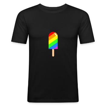 Ice cream Popsicle - Regenbogen LGBT CSD - Männer Slim Fit T-Shirt - Schwarz - Vorne - Nik (191cm)
