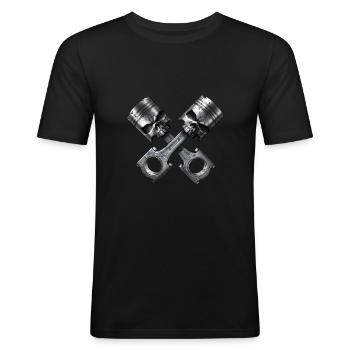Skull engine pistons - Men's Slim Fit T-Shirt - black - Front - Nik (191cm)