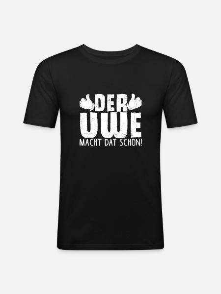 Uwe - Männer Slim Fit T-Shirt - Schwarz