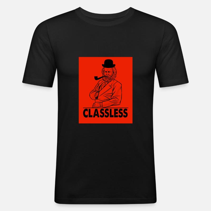 Karl Marx Classless - Männer Slim Fit T-Shirt - Schwarz