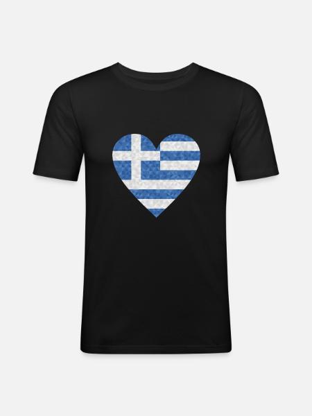 Grèce Drapeau Grec - T-shirt près du corps Homme - noir