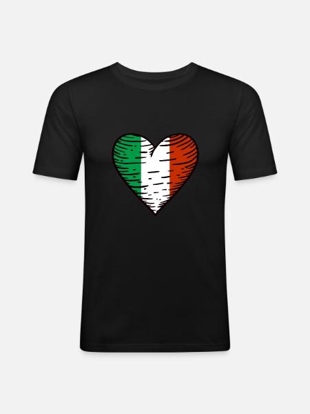 Italië Vlag Hart Italiaanse Vlag Italia - Mannen slim fit T-shirt - zwart