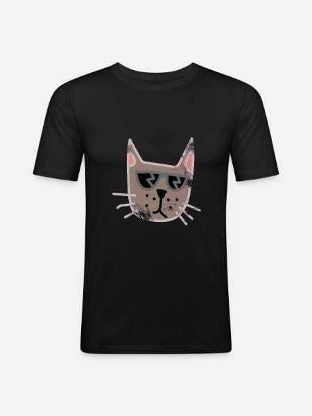 Chat cadeau sympa - T-shirt près du corps Homme - noir