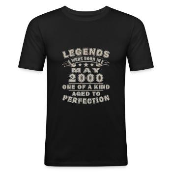 25. Geburtstag Geschenk Mann Original Mai 2000 - Männer Slim Fit T-Shirt - Schwarz - Vorne - Nik (191cm)