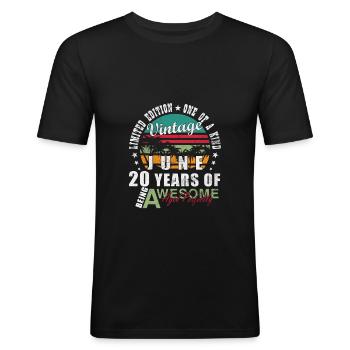 Juin 2005 | Anniversaire 2005 Millésime Juin 2005 - T-shirt près du corps Homme - noir - Devant - Nik (191cm)
