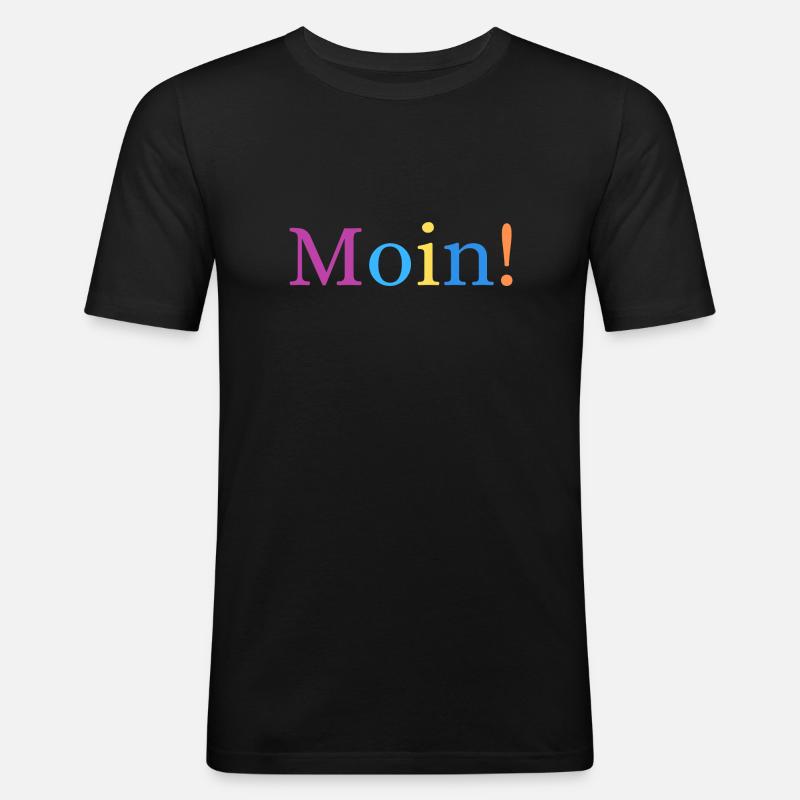 Moin! - Männer Slim Fit T-Shirt - Schwarz