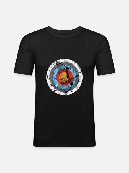 Bogenschießen Zielscheibe Compoundbogen Geschenk - Männer Slim Fit T-Shirt - Schwarz