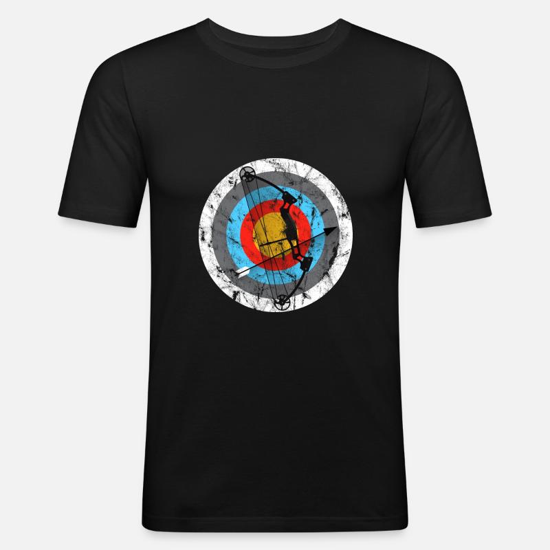 Bogenschießen Zielscheibe Compoundbogen Geschenk - Männer Slim Fit T-Shirt - Schwarz