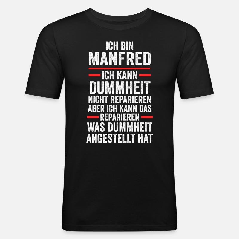 Manfred - Männer Slim Fit T-Shirt - Schwarz