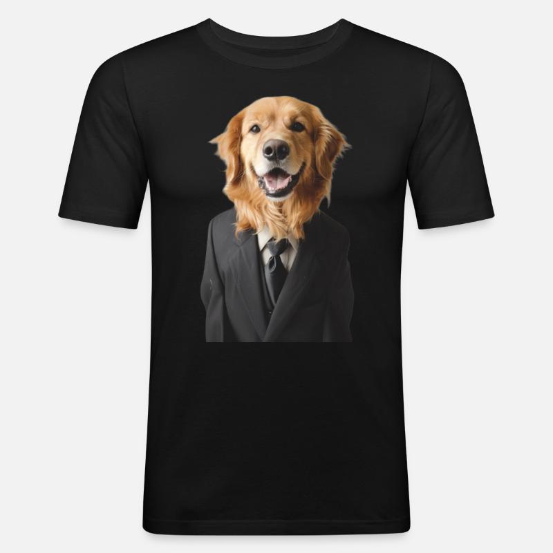 Hund - Männer Slim Fit T-Shirt - Schwarz
