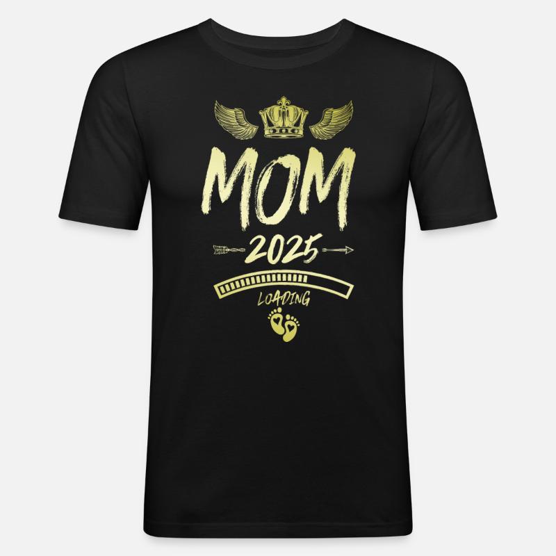 Mama 2025 Loading Mom Spruch - Männer Slim Fit T-Shirt - Schwarz