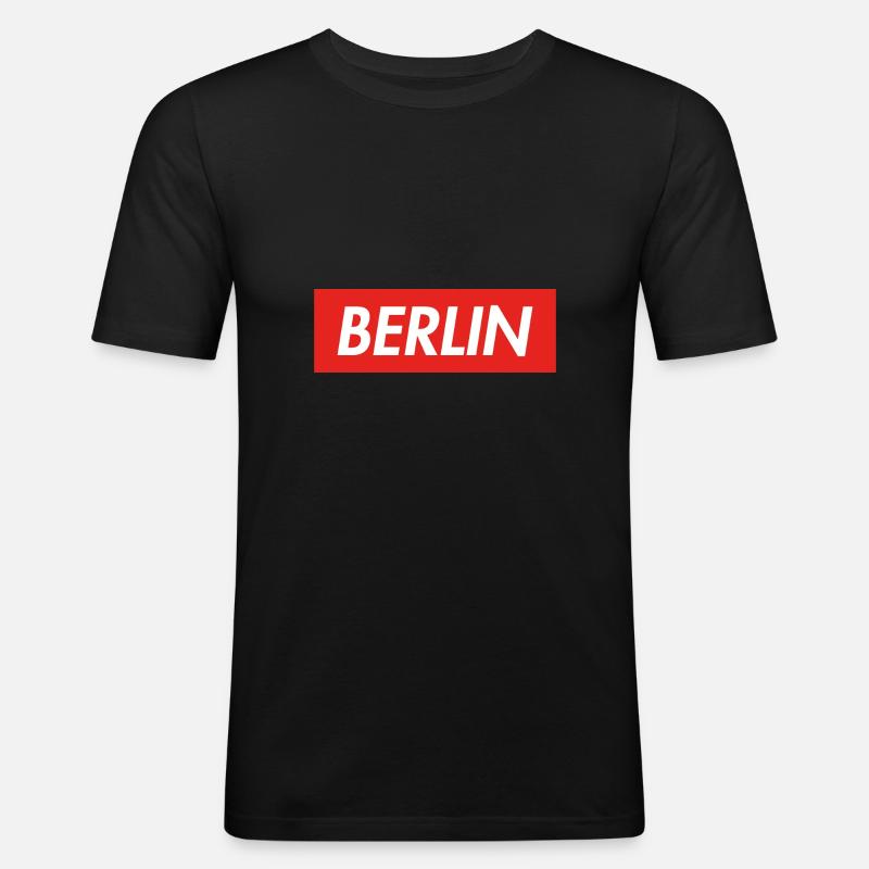 BERLIN - Männer Slim Fit T-Shirt - Schwarz