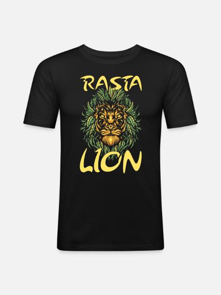 Rasta Lion Rastafari Gift - Men's Slim Fit T-Shirt - black