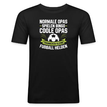 Fußball Opa Trainer Großvater Geschenkidee - Männer Slim Fit T-Shirt - Schwarz - Vorne - Nik (191cm)