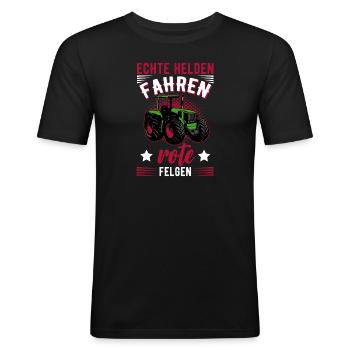 Landwirt Traktor Echte Helden Fahren Rote Felgen - Männer Slim Fit T-Shirt - Schwarz - Vorne - Nik (191cm)