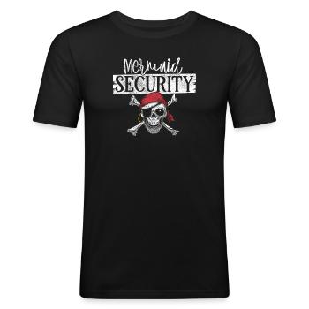 Mermaid Security Pirat Vater Bruder Papa - Männer Slim Fit T-Shirt - Schwarz - Vorne - Nik (191cm)