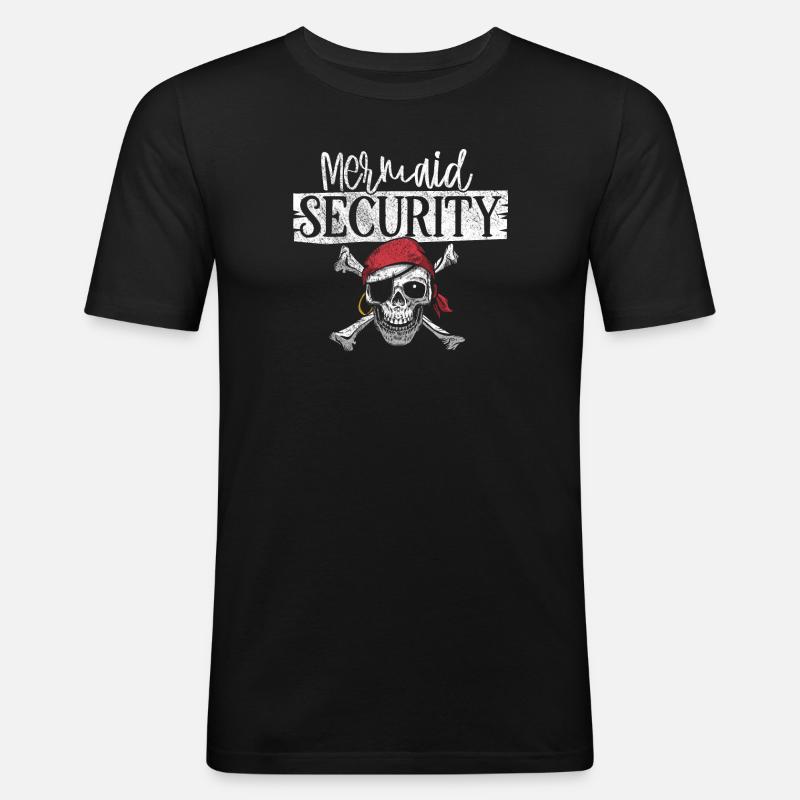 Sjöjungfru Säkerhet Pirat Pappa Bror Pappa - Slim Fit T-shirt herr - svart