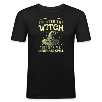 Halloween Männer Kostüm Humor Lustig Spruch Outfit - Männer Slim Fit T-Shirt - Schwarz - Vorne - Nik (191cm)