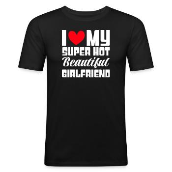 Ich Liebe Meine Freundin Paare Freund Geschenkidee - Männer Slim Fit T-Shirt - Schwarz - Vorne - Nik (191cm)