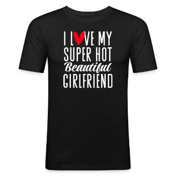 Ich Liebe Meine Freundin Paare Freund Geschenkidee - Männer Slim Fit T-Shirt - Schwarz - Vorne - Nik (191cm)