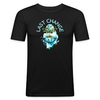Dernière modification | Changement climatique, Terre, CO2 - T-shirt près du corps Homme - noir - Devant - Nik (191cm)