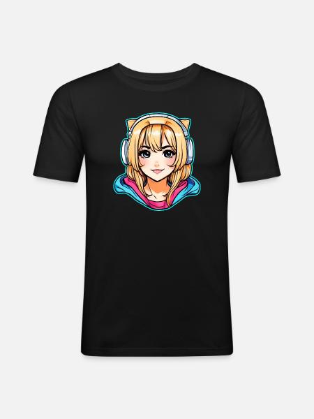 Jolie fille d’anime - T-shirt près du corps Homme - noir