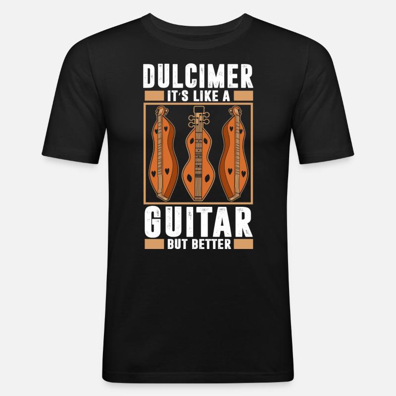 Dulcimer Instrument - Männer Slim Fit T-Shirt - Schwarz