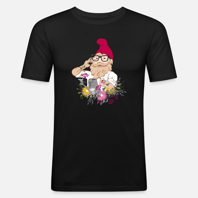 Garten Hipster - Männer Slim Fit T-Shirt - Schwarz