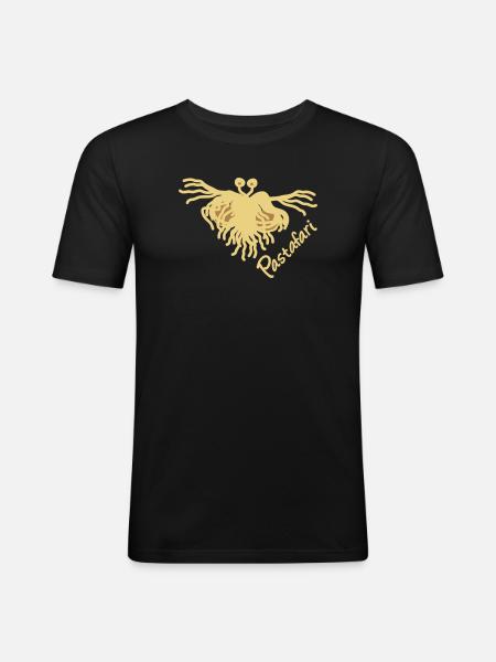 Pastafari FSM - Männer Slim Fit T-Shirt - Schwarz